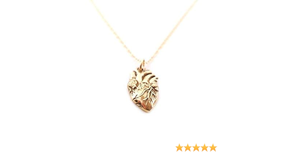 Anatomical Heart Necklace Gold 