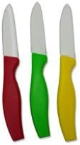 Kitchen Collection Set of 3 Ceramic Paring Knives 3 Inch Blade Assorted Colors 06051
