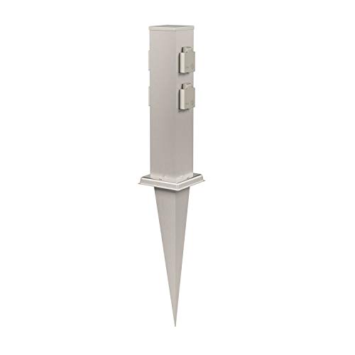 ledscom.de Garten-Steckdosen-Säule Polly mit Erdspieß für außen, IP44, 4-Fach, Edelstahl, eckig, 40cm