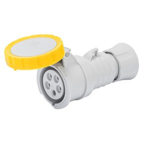 Gewiss GW62023H Low Voltage Screw Wiring Straight Connector, High Performance, IP66/IP67/IP68/IP69, 4 Reference, 2P+E Pole, 100V-130V, 16 A, 50 Hz/60 Hz, Yellow