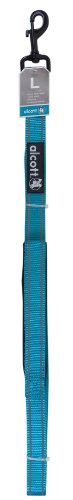 alcott Adventure Dog Leash with Reflective Stitching & Neoprene Padded Handle, Large, Blue