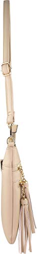 Vegan Mini Multi-Zipper Crossbody Handbag Purse with Tassel Accents with RFID Protection (Beige RF) - Thumbnail 2