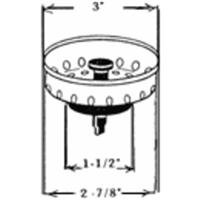 UNITED STATES HDW P-608C Metal Basket Strainer with Plastic Peg Post, 3" X 2-7/8"