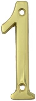 Bolton Hardware Number 3 Inch Solid Brass Bright Brass Finish House Number Raised 3/16", Number 1