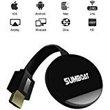 SUMBOAT Wireless HDMI Adapter 1080P Wireless HDMI DongleSupport Airplay DLNA MiracastWifi Display Dongle for SmartphoneIPad and PC (Black)