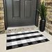 Cotton Buffalo Plaid Rugs Black and White Checkered Rug Welcome Door Mat (23.6