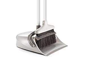 CQT Broom and Dustpan Set with 49'' Longer Handle Standing for Home Kitchen Cleaner Floor Sweeping Upright Stand Up Dust pan Cleans Combo