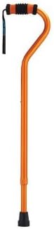 SkyMedStandard Offset Walking Cane Adjustable Aluminum Orange, 10.2 Oz