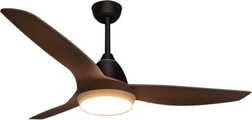 snsok Ceiling Fan with LED Light 52 Inches 3 Blades, 6 Speed + 3 Light Temperature, Super Silent DC Motor, Timer with Remote Control, Reverse Function Summer/Winter (black)