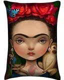 Frida Kahlo Logo Home Decorative Rectangle Pillowcase Two Sides Printed in Size 20x30 Inch Zippered Pillow Case Cover Pillowslip