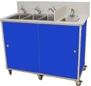 Monsam NS-004 10 in. NSF Certified Four Bowls Hand Washing Self Contained Poratable Sink44; Blue