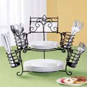 Buffet Organizer with Scroll Design, 7-Piece Set for Plates, Napkins and Cutlery - //coolthings.us