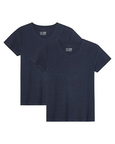 DANISH ENDURANCE Women's Organic Cotton T-Shirt, Round Neck or V-Neck, 2 Pack – Women's T-Shirts, Short Sleeve T-Shirts, Women's Basic T-Shirts