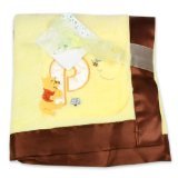 Disney Winnie The Pooh Plush Satin Trim Baby Blanket, Yellow/Brown (Discontinued by Manufacturer)