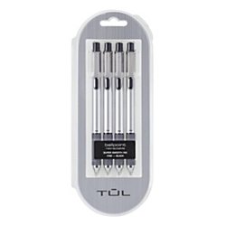 Tul bp3 ballpoint - 4 pack, retractable, fine 0.8mm, black ink