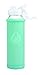 Eveau Glass Water Bottle with Flip Lid, Aqua Bumperguard Silicone Sleeve, Wide Mouth Opening, 21 Ounce/630 ml