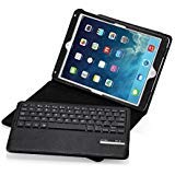 iPad Air/iPad Air 2 Keyboard + Leather Cover, Poweradd Bluetooth iPad Keyboard Cover w/Removable Wireless Keyboard, Built-in Multi-angle Stand for Apple iPad Air 1/2, iPad 5/6 [iOS 10+ Support]