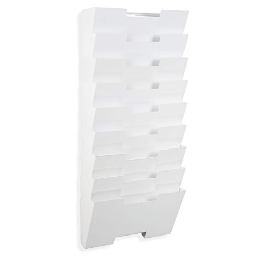 Wallniture Lisbon 9Tier White Wall File Holder Organizer for