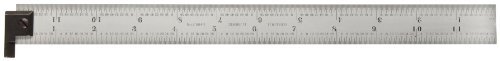 Starrett CH604R-12 Spring-Tempered Steel Rules with Inch Graduations, 4R Style Graduations, 12" Length,1" Width, 3/64" Thickness, with Hook