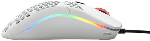 Gaming Model O- (Piccolo) Mouse da Gaming Compact Wired - Superleggero 58 g, a Nido D'ape, RGB, sensore Pixart 3360, ambidestro, Omron Switches - Bianco Opaco