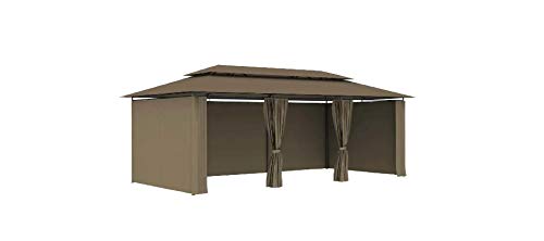 Pavillon mit Vorhängen Gartenbauten Pavillons und Partyzelte 600x298x270 cm Taupe 180 g/m² – Bild 6