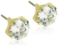 Blomdahl Golden Titanium 5mm CZ Tiffany style earrings