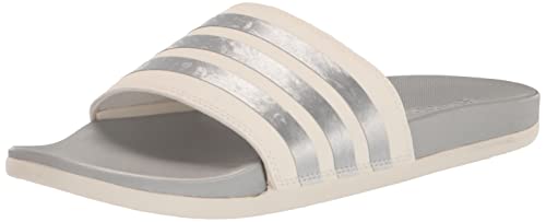 Adidas Women's Adilette Comfort Slides Sandal, Chalk White/Chalk