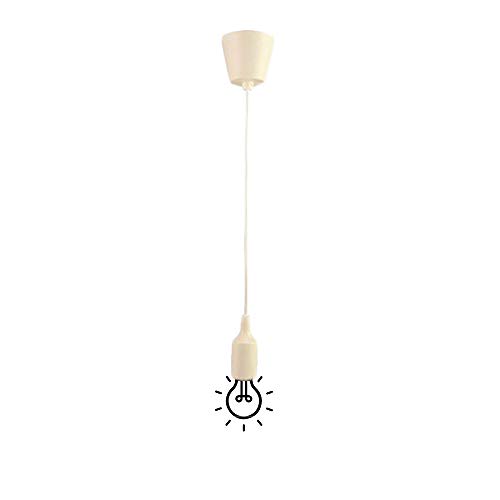 LFsem E27 Lampholder Pendant Light Colorful Silica Gel Suspension Ceiling Lamp Cable Length 100CM Adjustable Hanging Light for Bedroom Living Room (White)