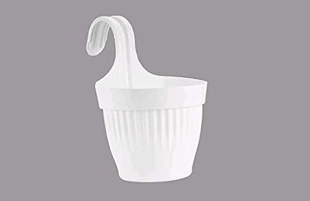 Gardens Need 100% Virgin Plastic Dzire Pot-07 Hanging Planter| Set of 5 Planter, (11.5cm x 18cm x 26.5cm, White)
