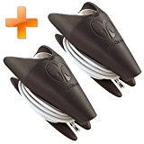 (x2) TANGLE FREE Earphone Holders (both Black) by Cord-On. Special FREE Black earbud case included. Other colors available.