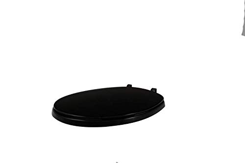 Centoco 200-407 Round Plastic Toilet Seat, Closed Front with Cover, Heavy Duty Hinge, Regular Duty Residential or Light Weight Commercial Use, Black