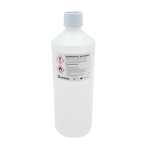 Hexeal Isopropyl Alcohol 1L โ 1L Bottle of 99.9% IPA Disinfectant & Sanitiser โ Removes Grime on Phones & Electronics โ Degreaser, Cleaning Fluid & Solvent for Paint Thinning