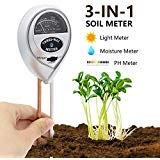 [2019 Upgraded] Soil Moisture Meter – 3 in 1 Soil Test Kit Gardening Tools PH, Light & Moisture, Plant Tester Home, Farm, Lawn, Indoor & Outdoor