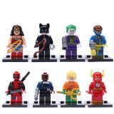 The Avengers super heroes minifigures 8pcs per set Wonder Woman Spider Man Bat Man Deadpool The Flash Cat Wonman Clown