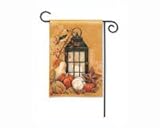 Autumn Candle Lantern, Pumpkins, Star Primitive Country Fall Harvest Garden Flag 12.5