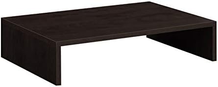 Wood Computer Monitor Stand Riser 16 inch Desktop Stand, Speaker TV Laptop Printer Stand Workspace Organizer (Black)