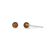 Baltic Amber Bead Stud Earrings Sterling Silver 4mm