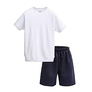 [サニーハグ] 体操服 体操着 男女兼用 吸汗速乾 子供 (半袖+クォーター 上下セット)