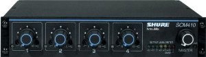 Shure SCM410 Four-Channel Automatic Microphone Mixer with Logic Control and two band EQ per Channel, AC only, Hlf Rack Space, Single and Dual Mount included