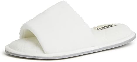 Dearfoams Women's Beatrice Velour Slide Slipper, Cream, X-Large
