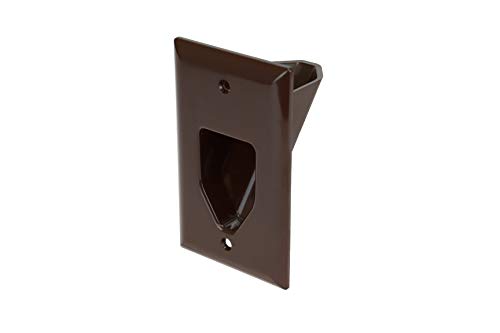 DataComm Electronics 45-0001-BR 1-Gang Recessed Low Voltage Cable Plate - Brown