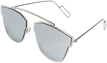 UV Protected Round Unisex Sunglasses | 55 mm | Silver Lens