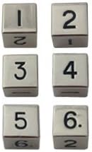 Metal Dice Set: 6 d6 16mm Dice: Silver