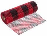 Red Black Woodland Plaid Wide Check Buffalo Mesh Ribbon (10" x 10 Yards)