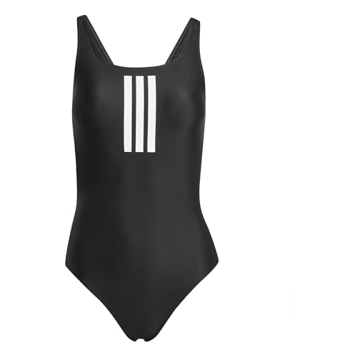 Donna 3 Stripes V-Back Swimsuit, Black/White, 38