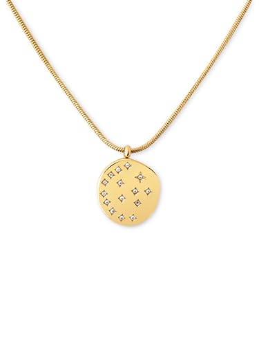 - Collana Bling. Acciaio con Finitura Placcata Oro 18Kt e Zirconi Bianchi. Catena con Medaglione. Gioielli da Donna
