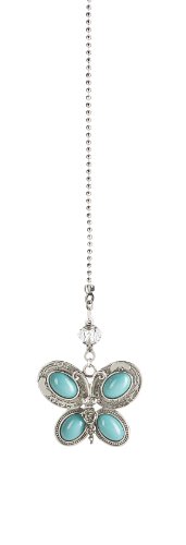 Turquoise Butterfly Fan Pull by Ganz