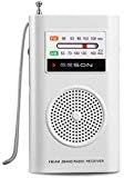 Portable Pocket Radio AM/FM，Best Reception，Transistor Radios Player Operated by 2 AA Battery，Built-in Speaker and 3.5mm Headphone Jack(White)