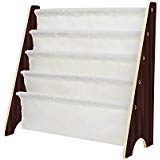 HOMFA Kids Book Rack Storage Sling Bookshelf Toy Display, Espresso / White
