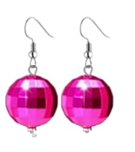 Disco Ball Earrings 60s 70s Silver Mirror Disco Ball Pendant 30mm